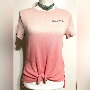 Excellent condition Abercrombie kids Pink Ombré Waffle Stretch shirt size 13/14